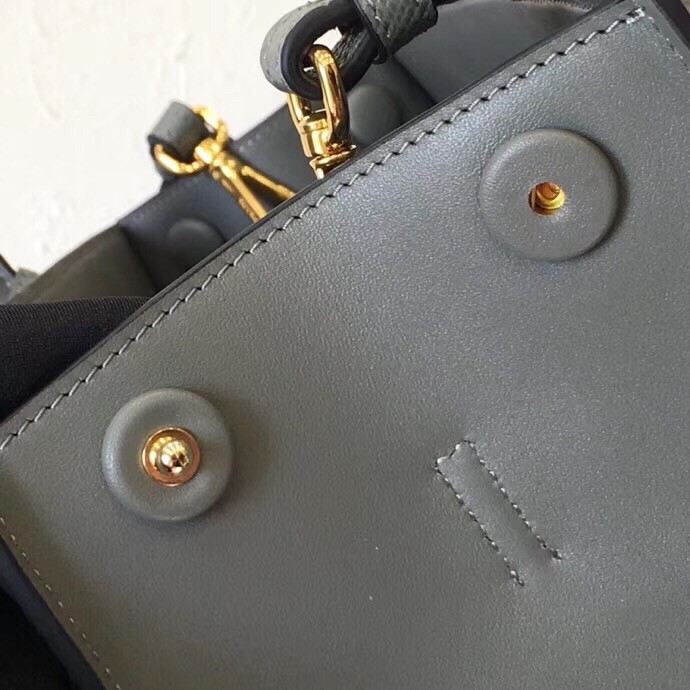 pra*a large monoCh*0me bag in grey saffiano leather