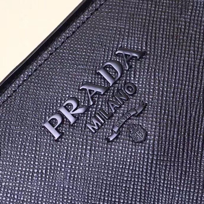 pra*a large monoCh*0me bag in black saffiano leather