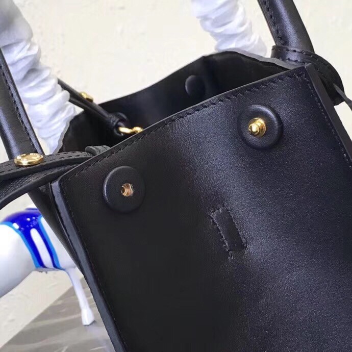 pra*a large monoCh*0me bag in black saffiano leather