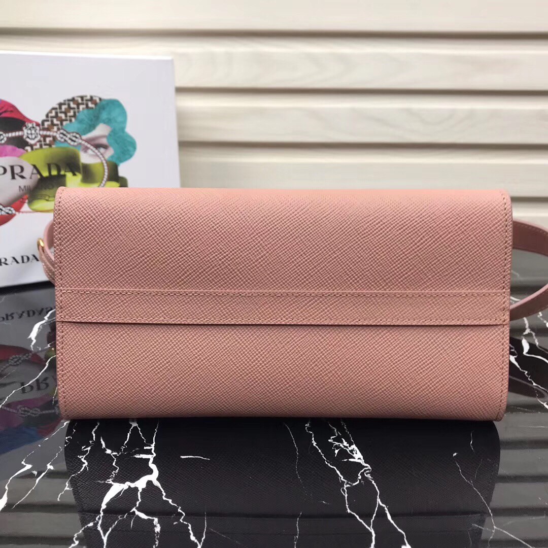 pra*a large monoCh*0me bag in nude saffiano leather