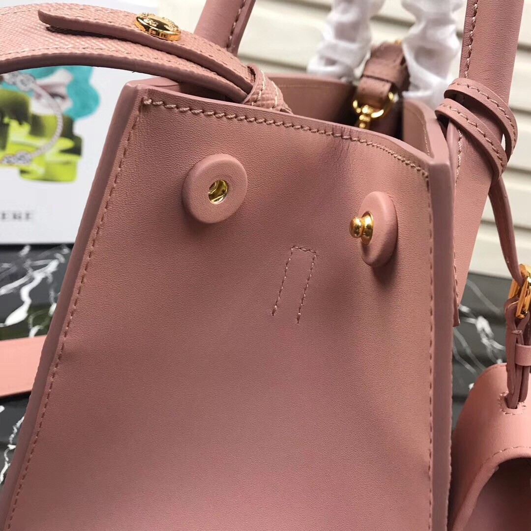 pra*a large monoCh*0me bag in nude saffiano leather