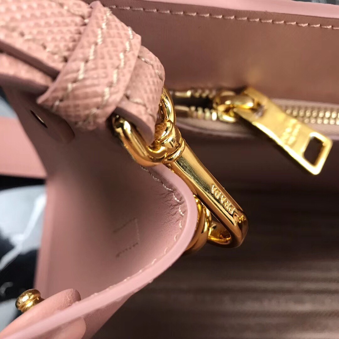 pra*a large monoCh*0me bag in nude saffiano leather