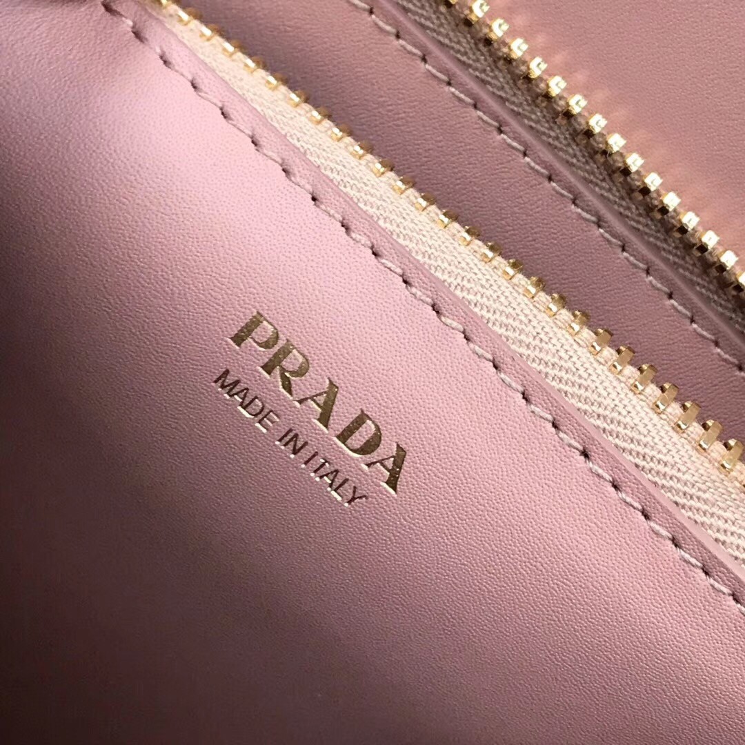 pra*a large monoCh*0me bag in nude saffiano leather