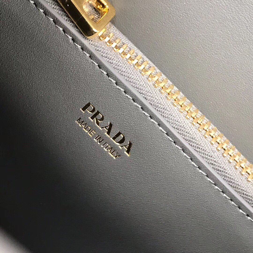 pra*a monoCh*0me bag in grey saffiano leather
