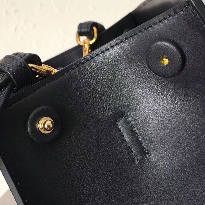 pra*a monoCh*0me bag in black saffiano leather
