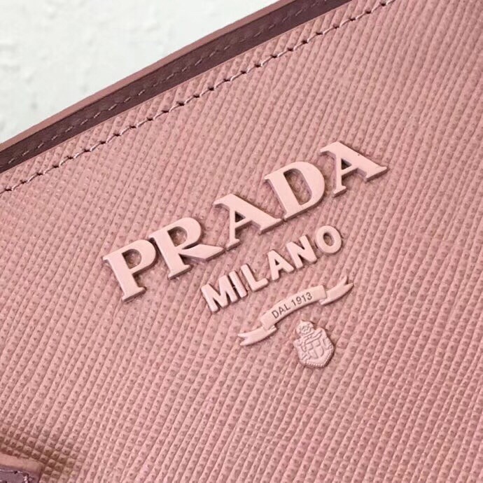 pra*a monoCh*0me bag in nude saffiano leather