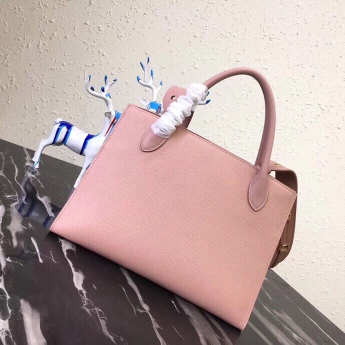 pra*a monoCh*0me bag in nude saffiano leather