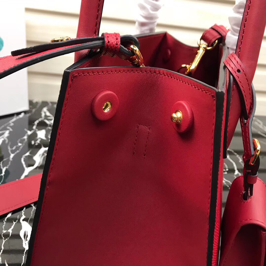 pra*a monoCh*0me bag in red saffiano leather