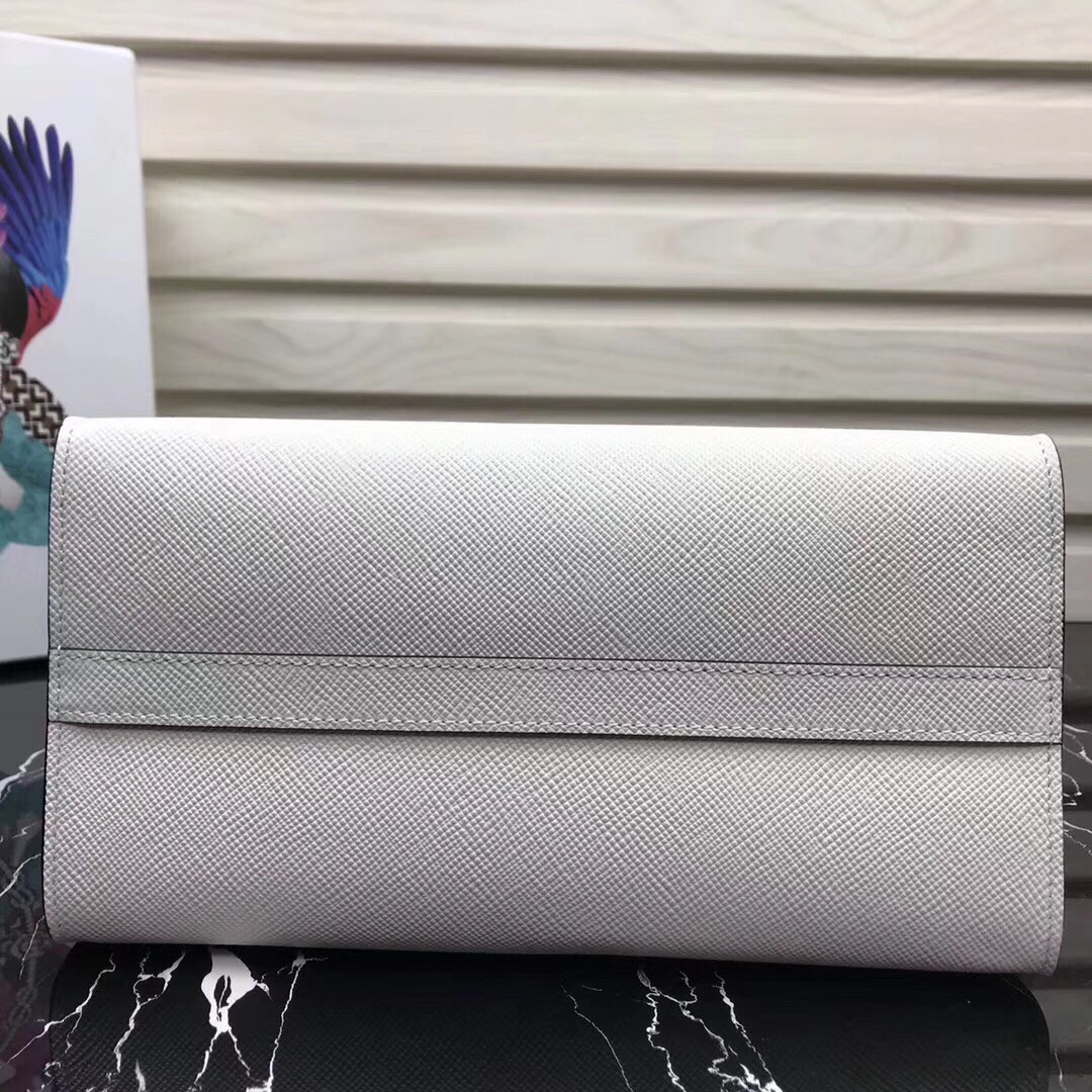 pra*a monoCh*0me bag in white saffiano leather