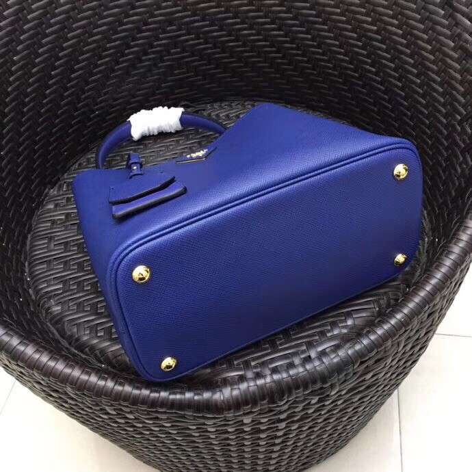 Pra*a blue saffiano leather double bag