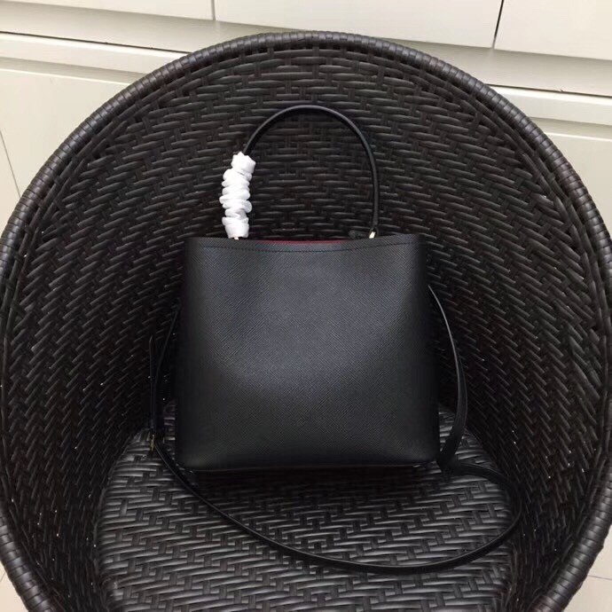 Pra*a black saffiano leather double bag