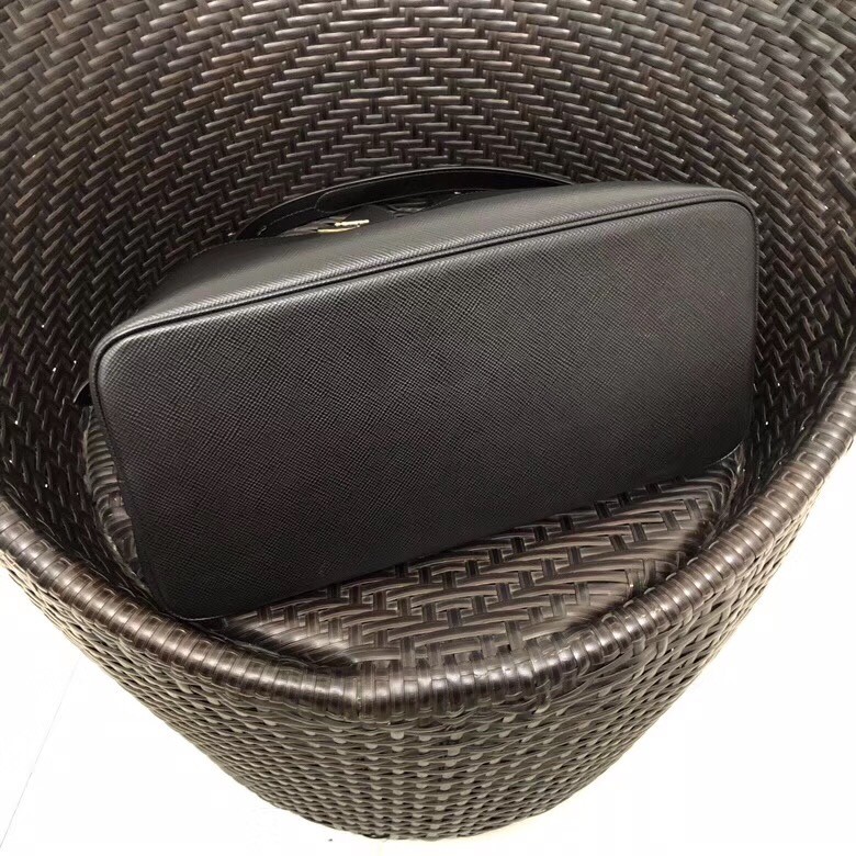 Pra*a matinee tote bag in black saffiano leather