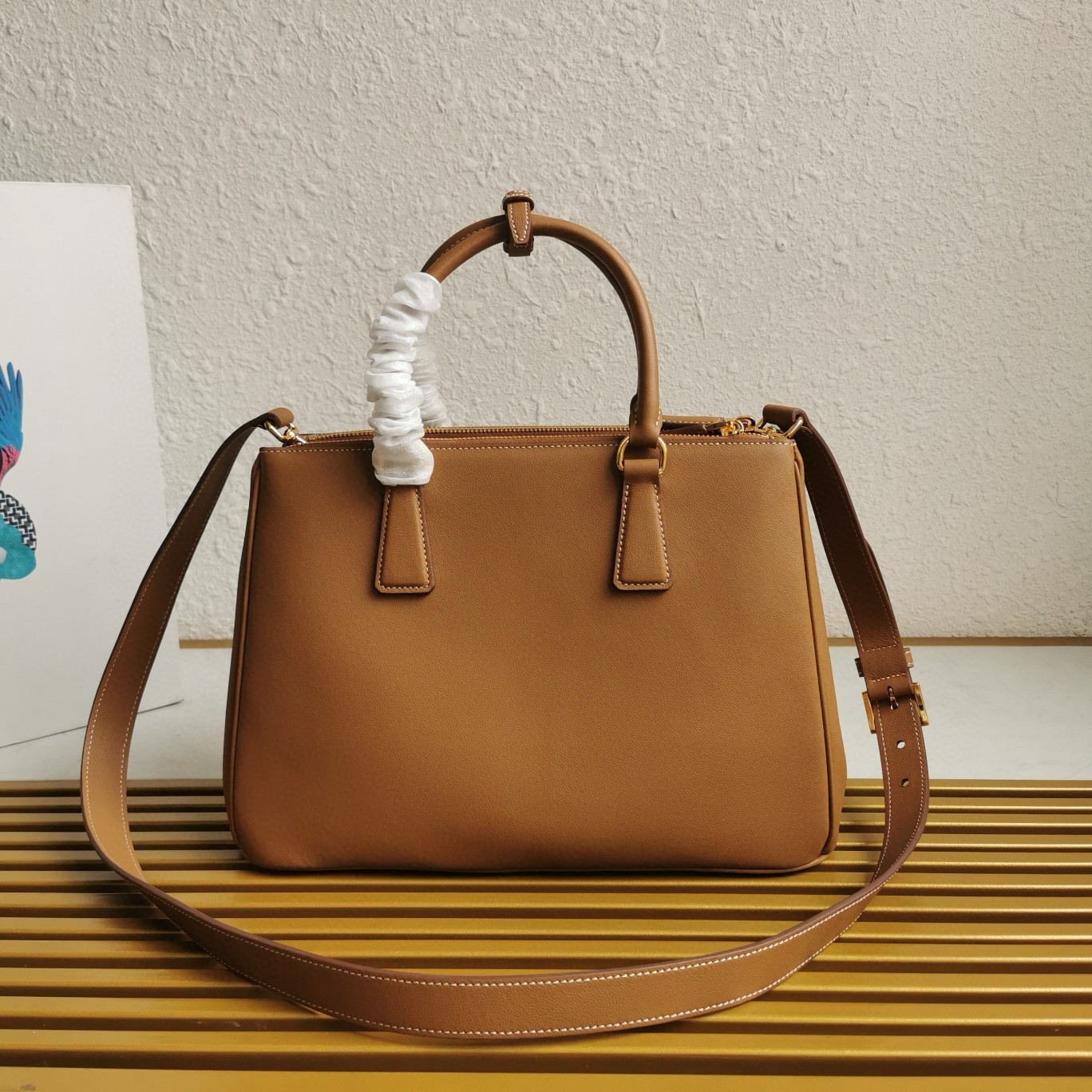 Pra*a galleria large tote bag in brown calfskin