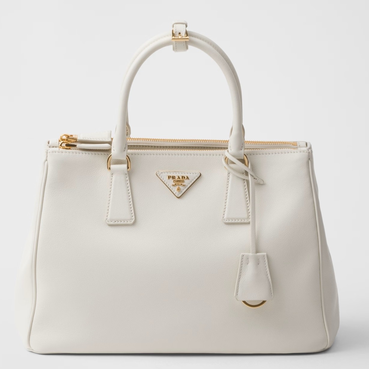 Pra*a galleria large tote bag in white calfskin