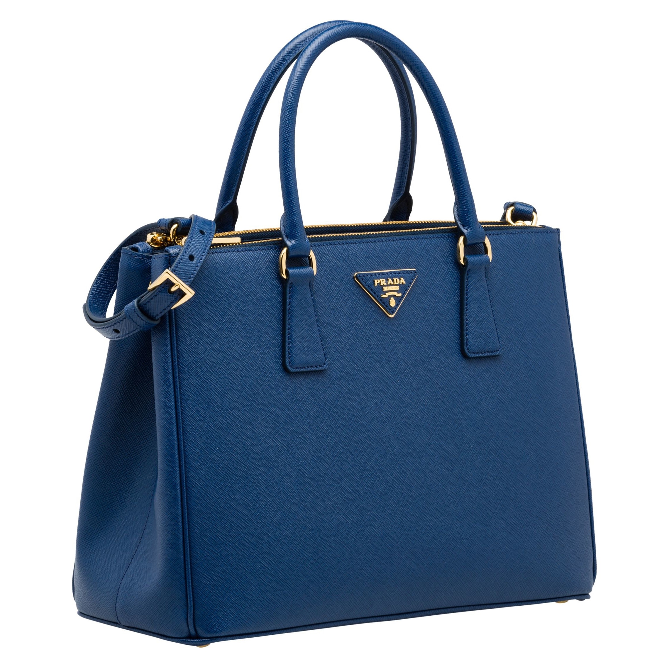 Pra*a medium galleria bag in blue saffiano leather