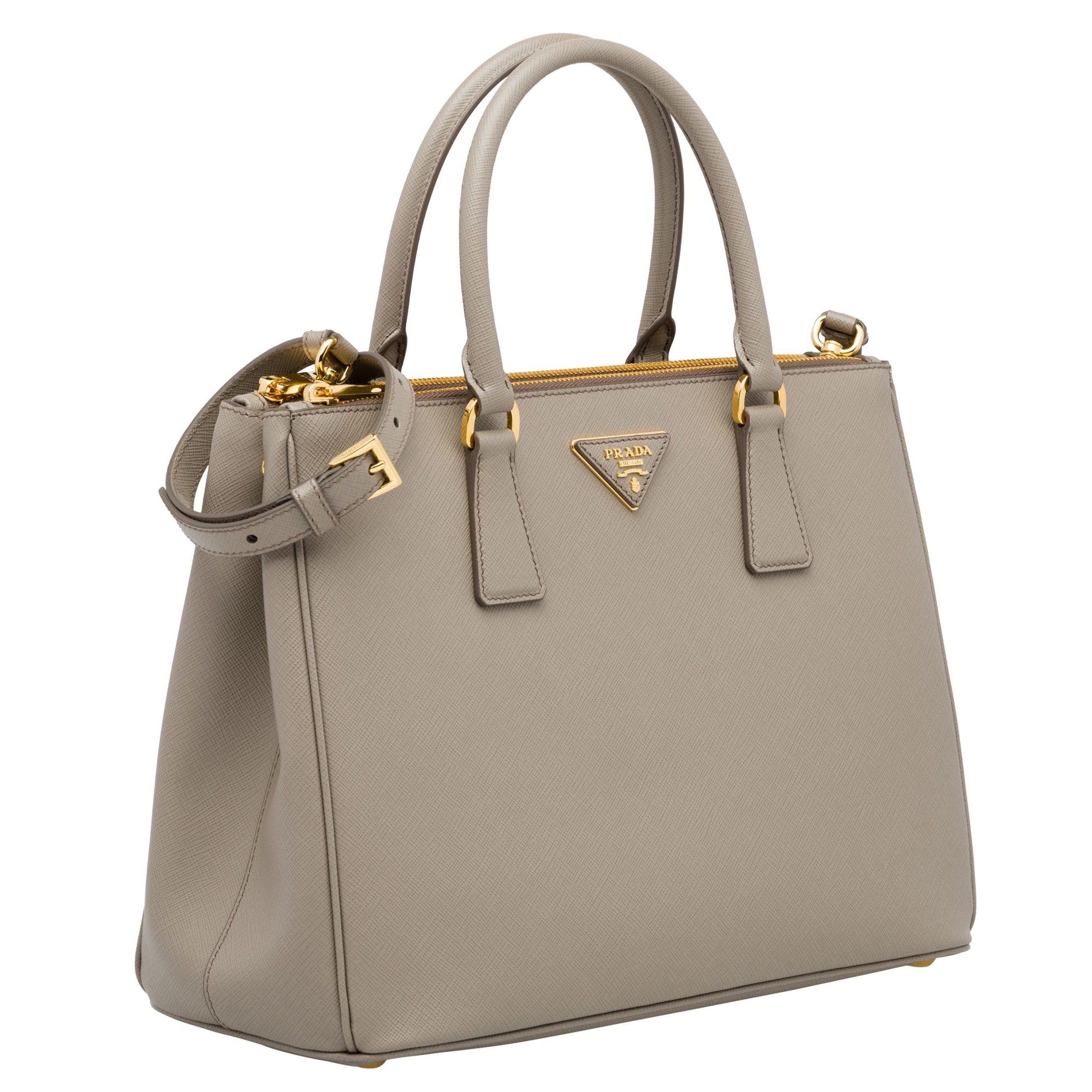 Pra*a medium galleria bag in grey saffiano leather