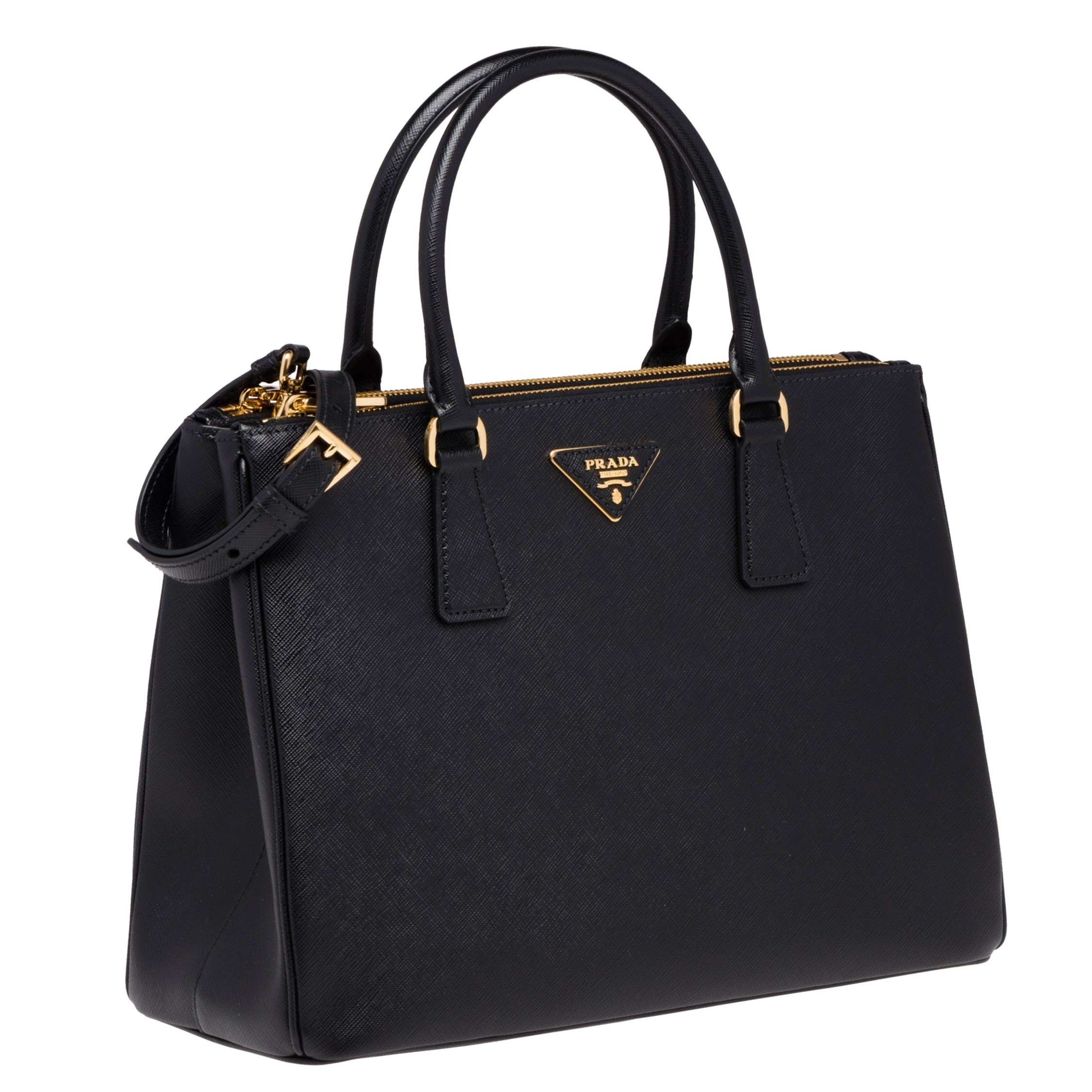 Pra*a medium galleria bag in black saffiano leather