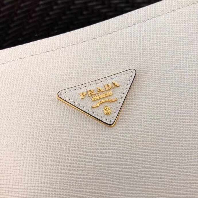 Pra*a matinee mini bag in white saffiano leather