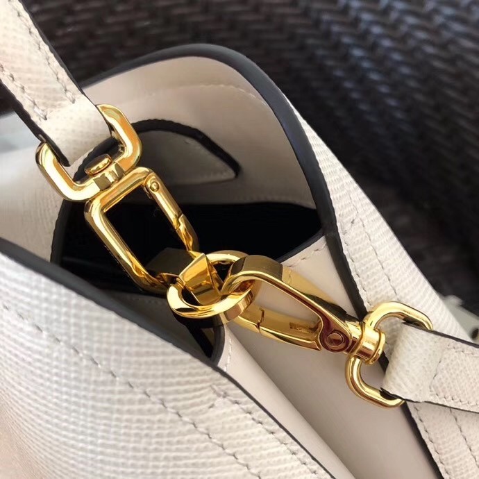 Pra*a matinee mini bag in white saffiano leather