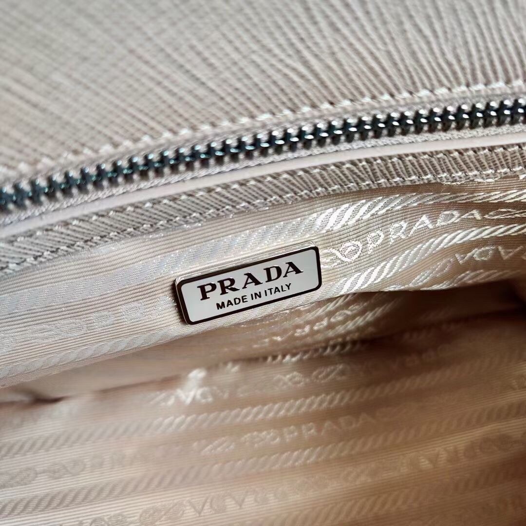 Pra*a galleria micro bag in beige saffiano leather