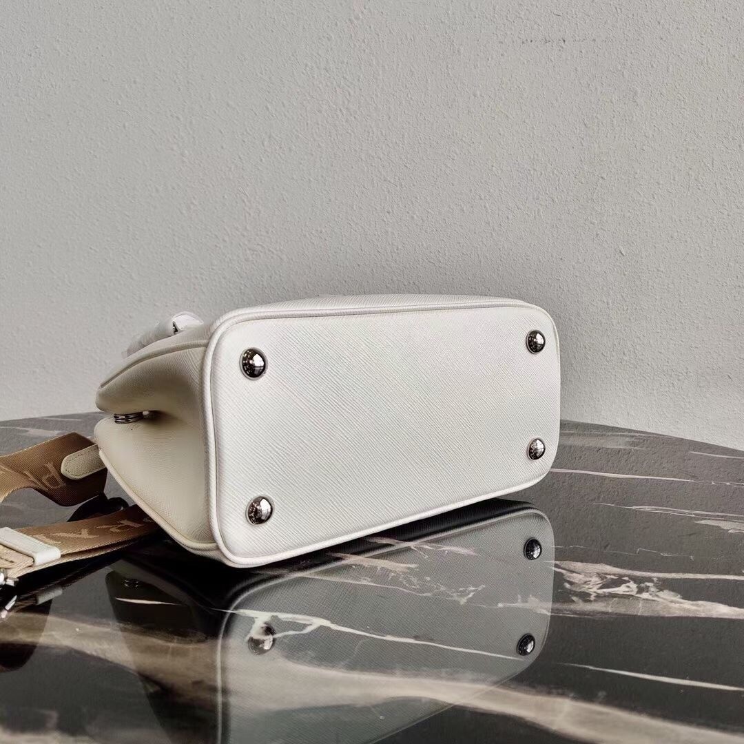 Pra*a galleria micro bag in white saffiano leather