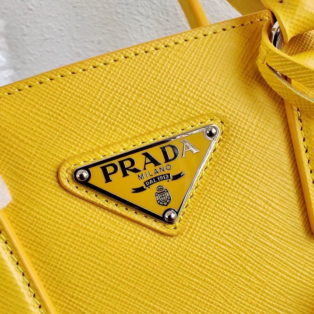 Pra*a galleria micro bag in yellow saffiano leather