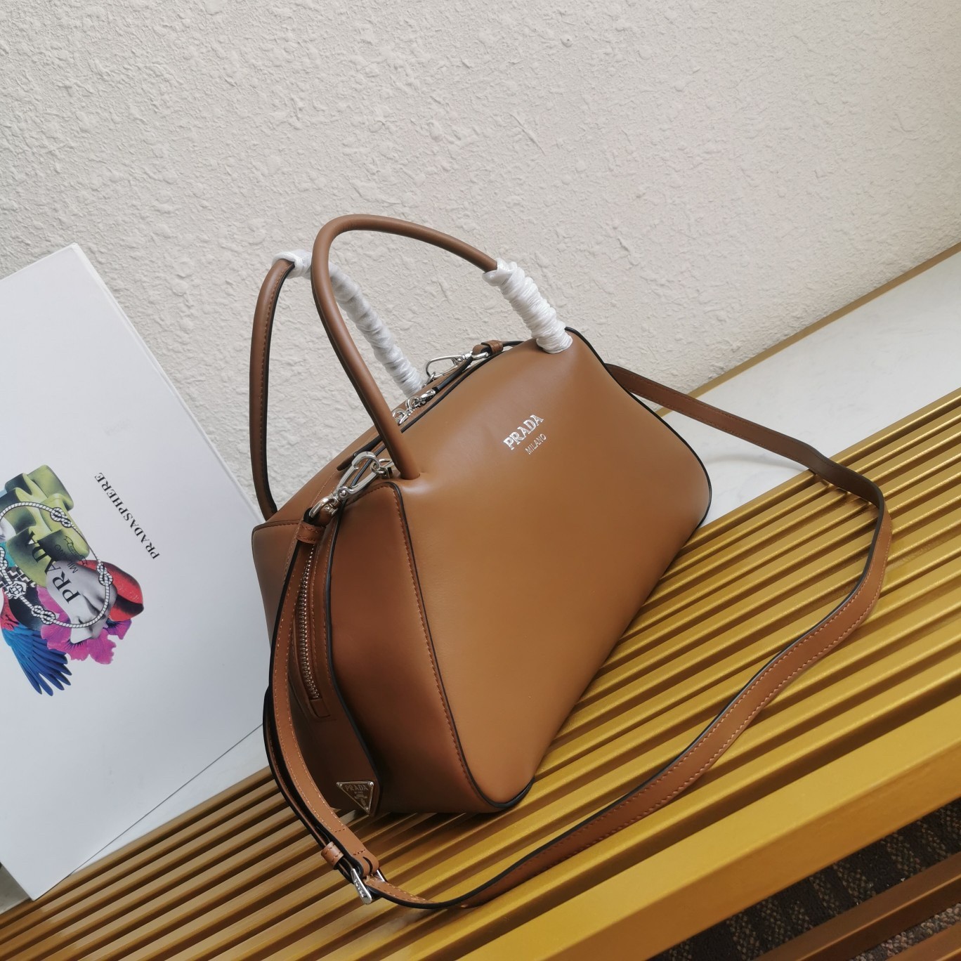 pra*a S*pernova medium handbag in brown leather
