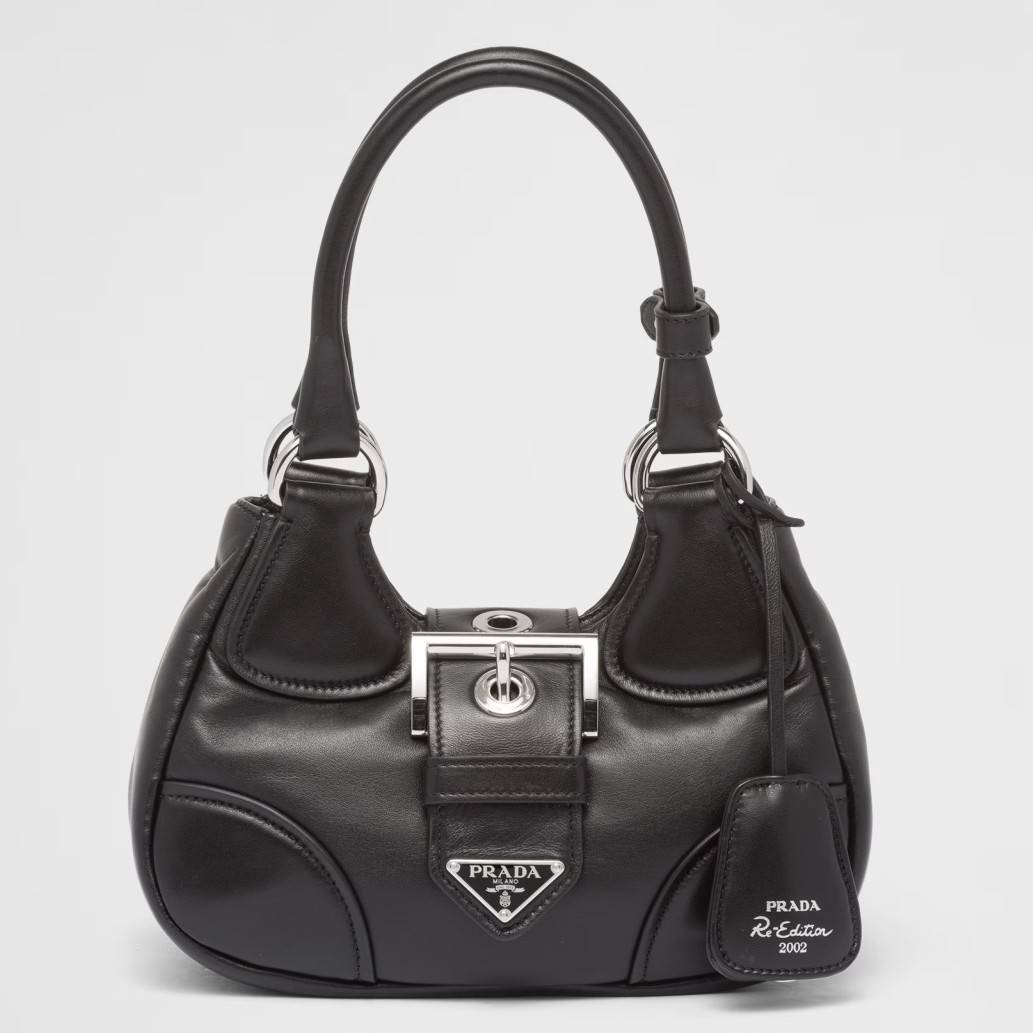 Pra*a moon bag in black padded nappa leather