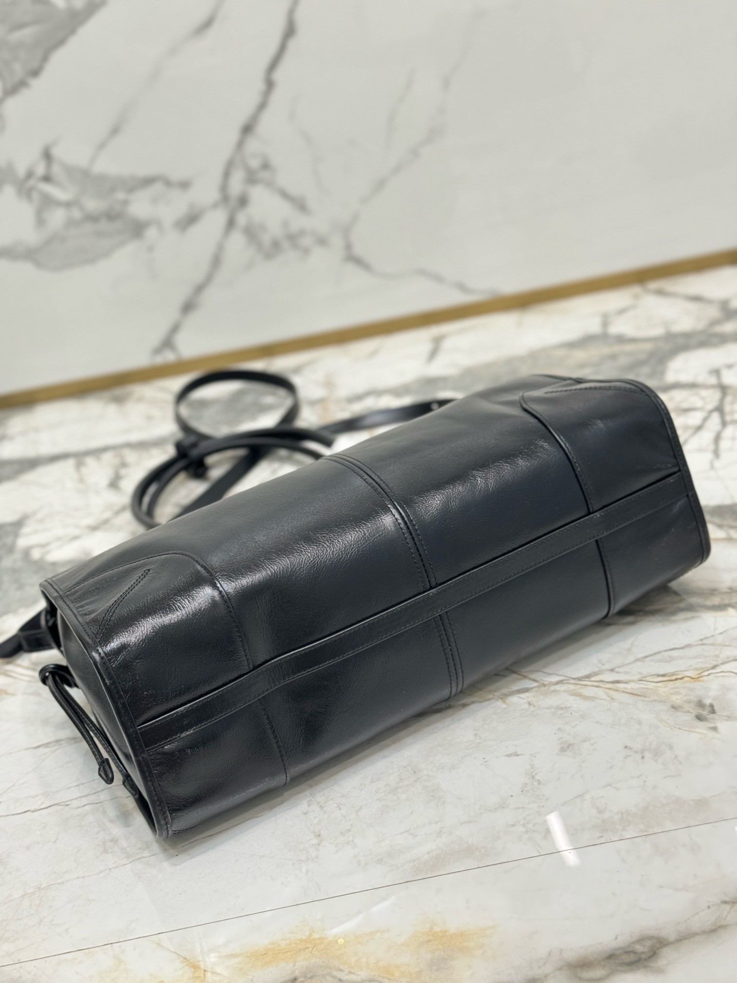 Pra*a large tote bag in black soft leather