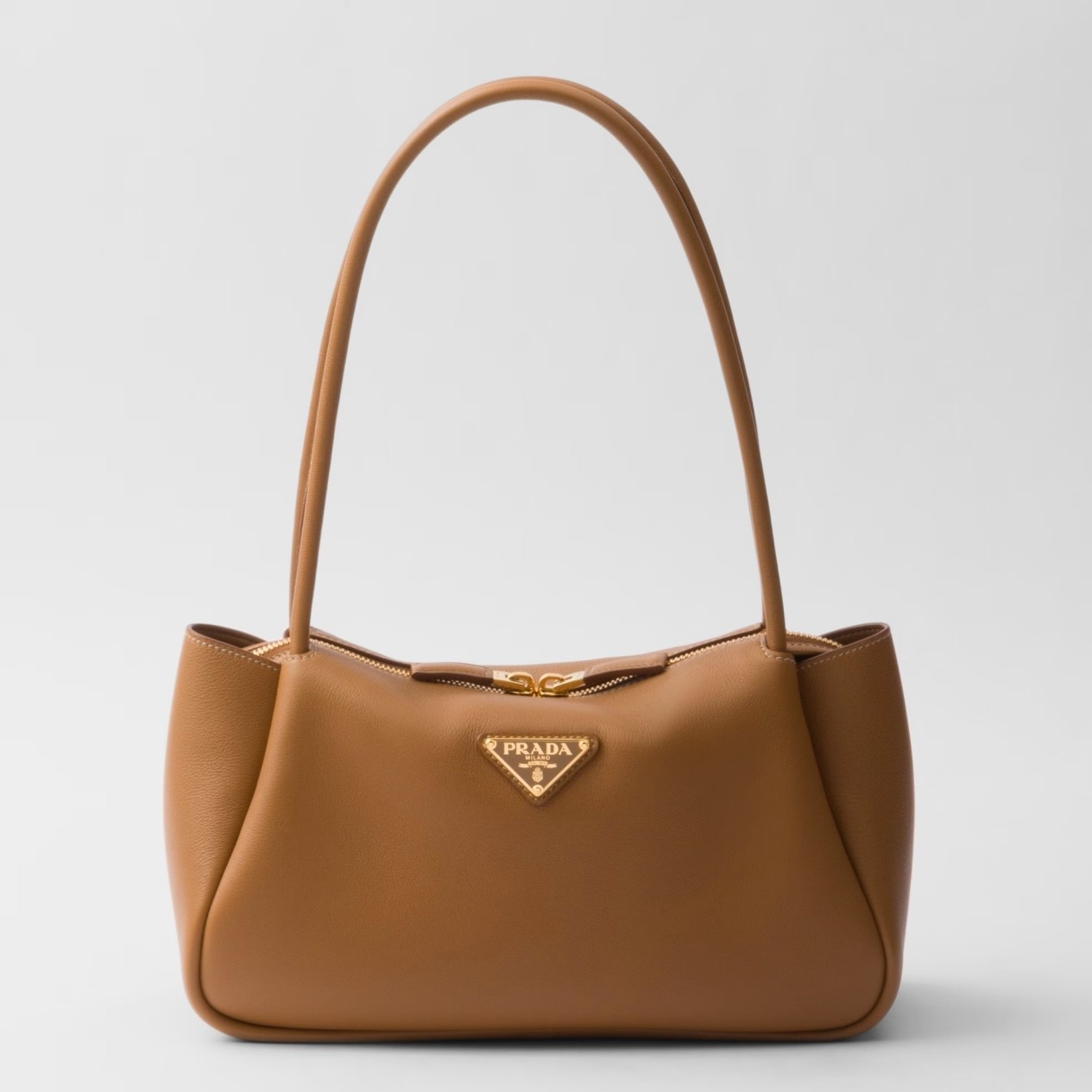 Pra*a shoulder bag in brown calfskin with triangle logo
