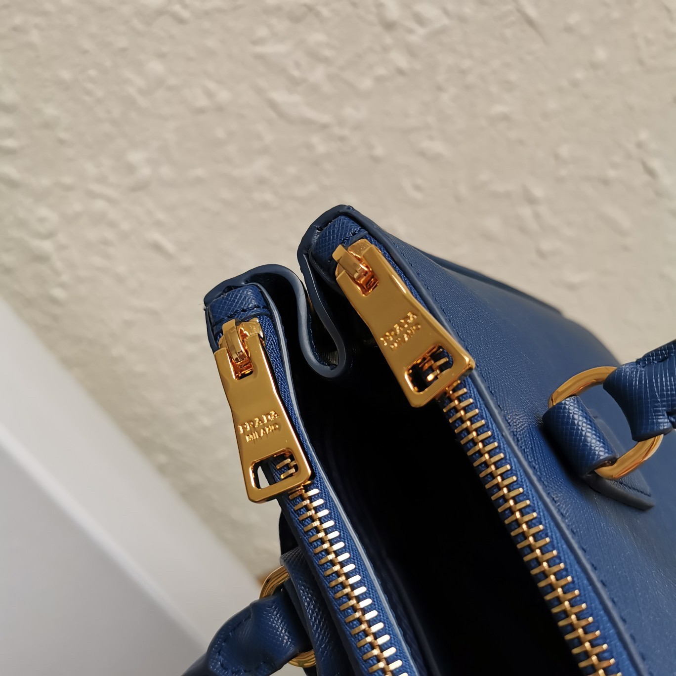 Pra*a small galleria bag in bluette saffiano leather