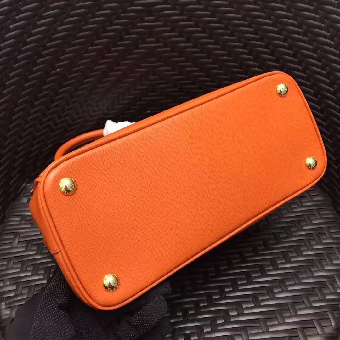 Pra*a small galleria bag in orange saffiano leather