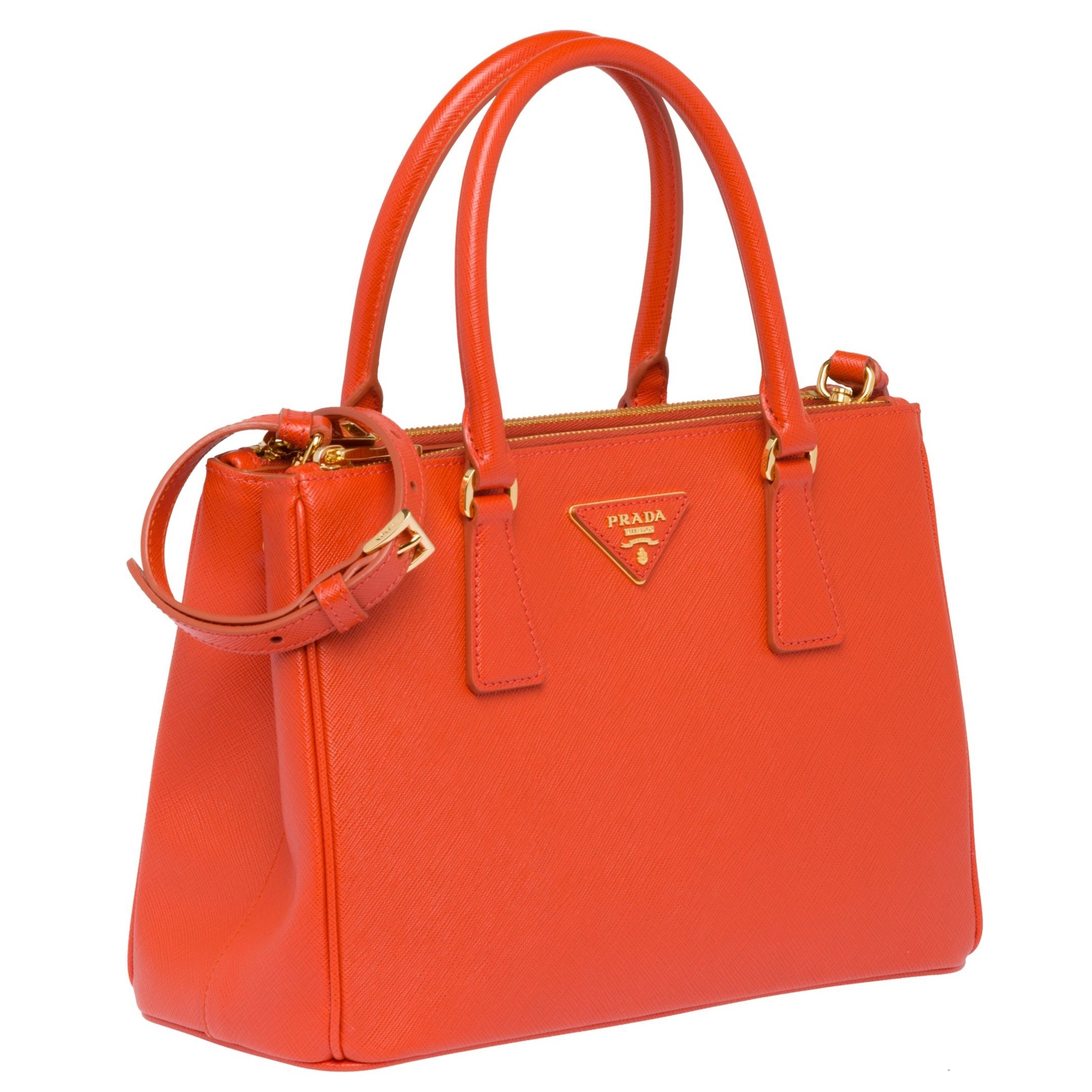 Pra*a small galleria bag in orange saffiano leather