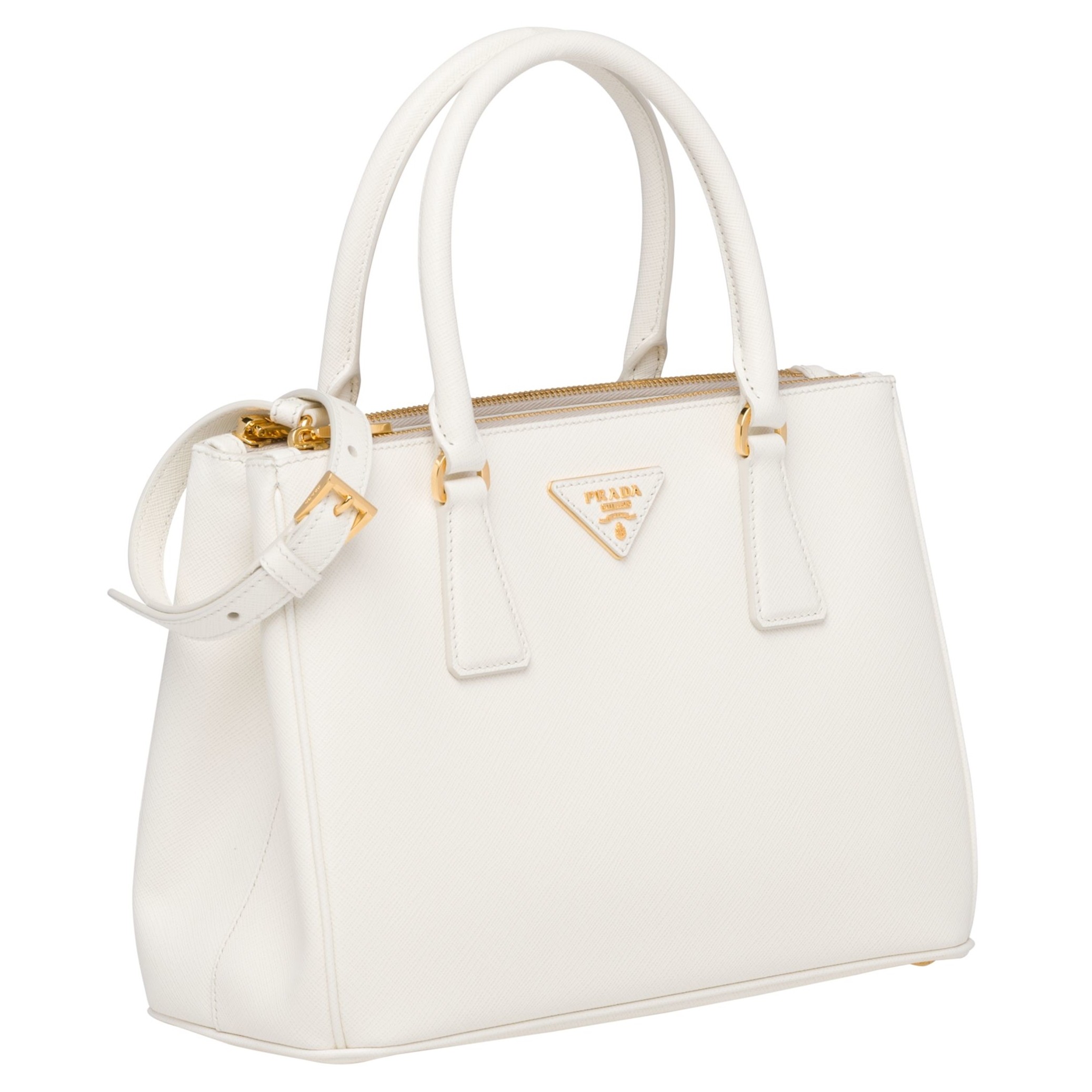 Pra*a small galleria bag in white saffiano leather