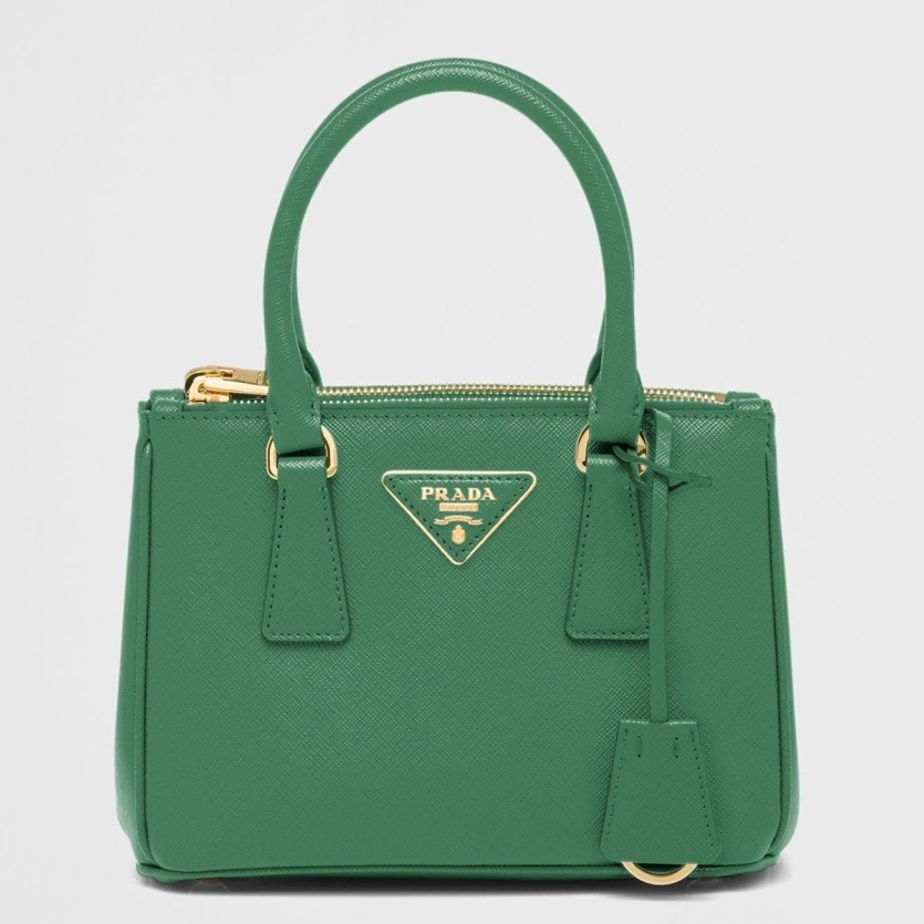 Pra*a mini galleria bag in green saffiano leather