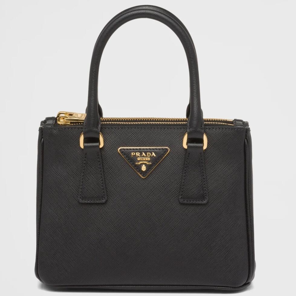 Pra*a mini galleria bag in black saffiano leather