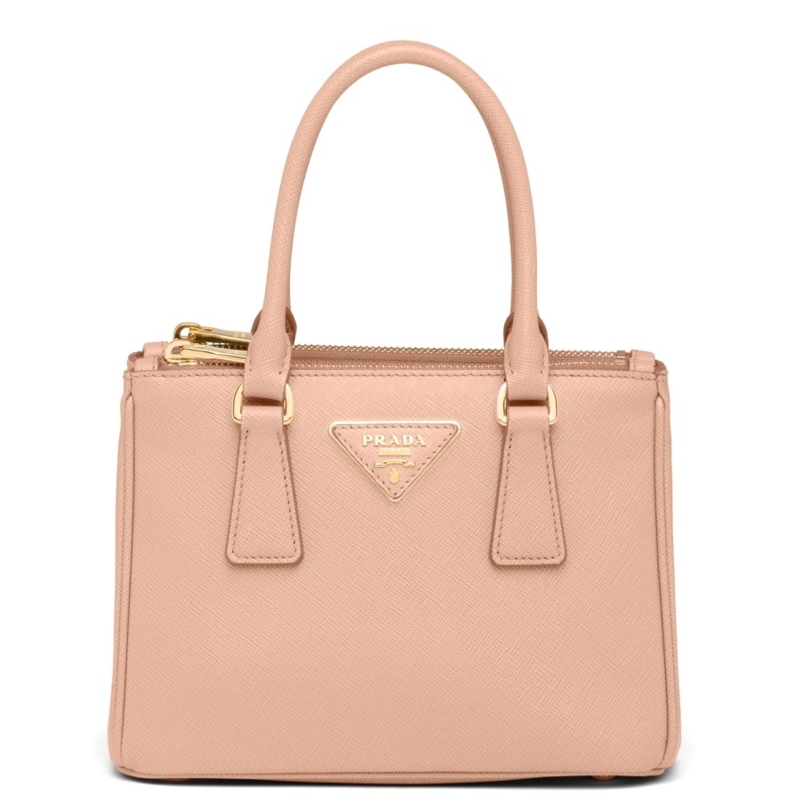 Pra*a mini galleria bag in powder pink saffiano leather