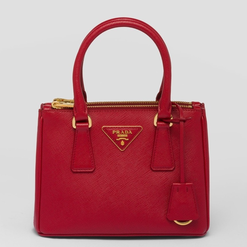 Pra*a mini galleria bag in red saffiano leather