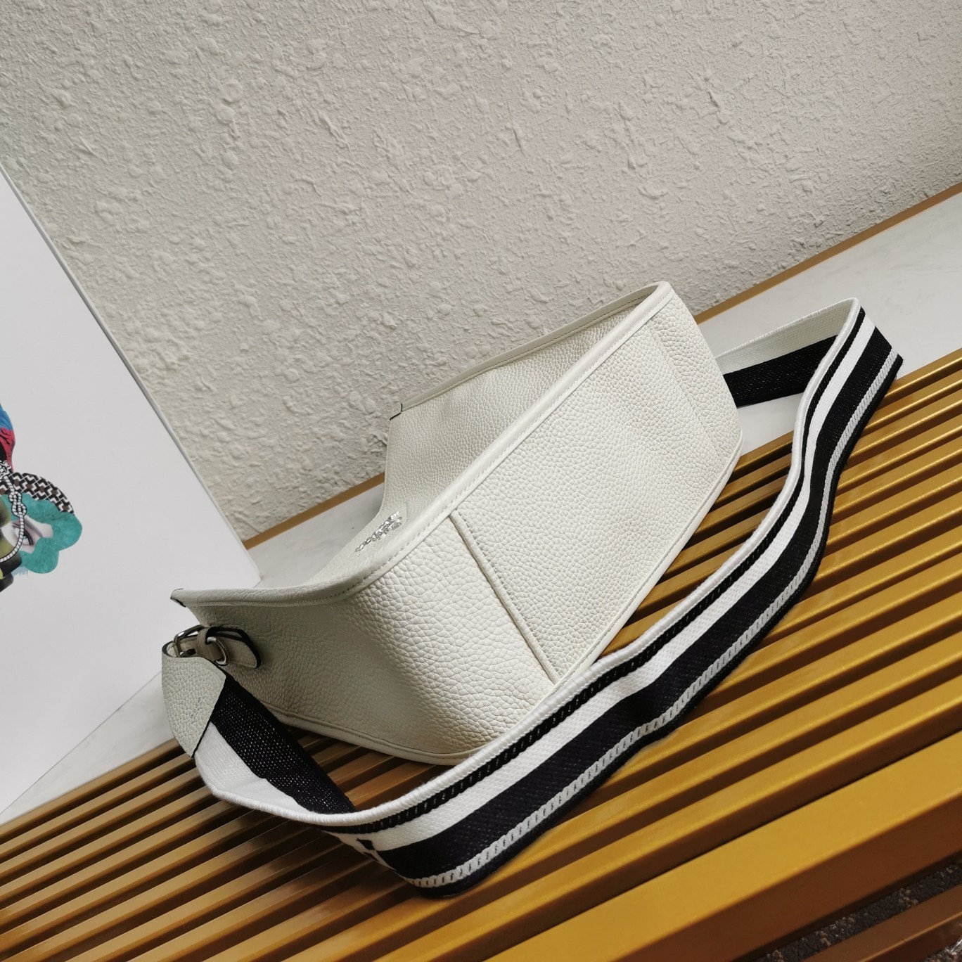 Pra*a hobo bag in white grained leather