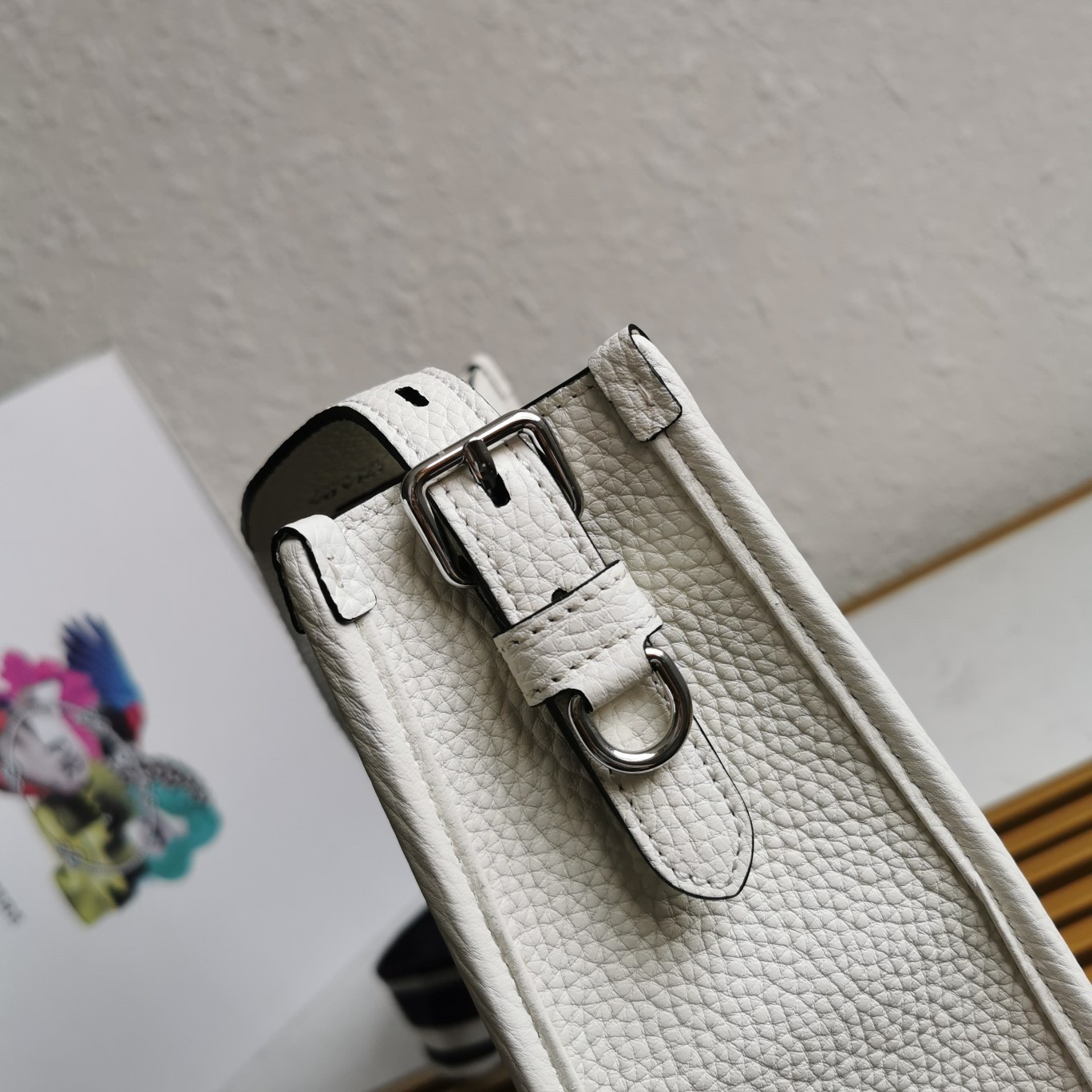 Pra*a hobo bag in white grained leather