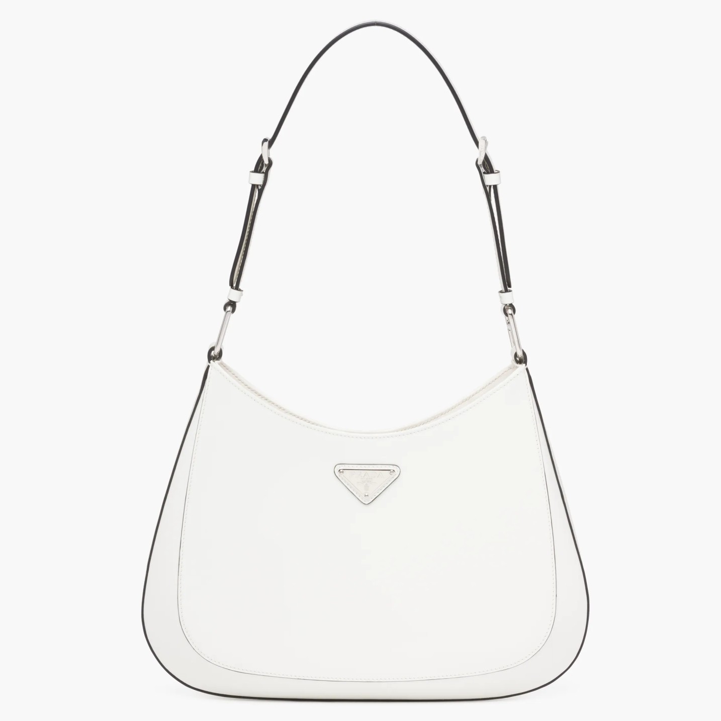 Pra*a cleo large shoulder bag in white brushed leather