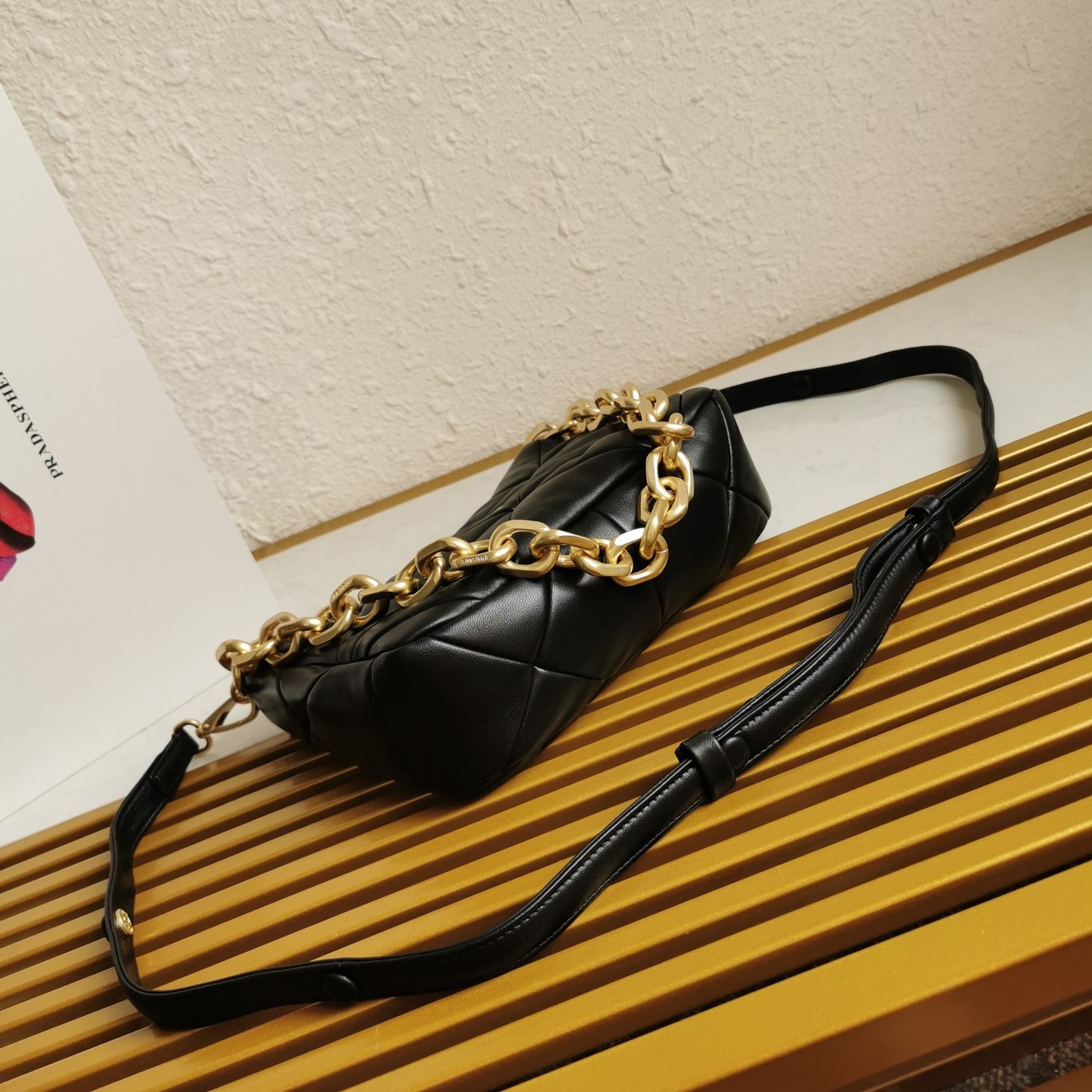Pra*a system patchwork bag in black nappa leather