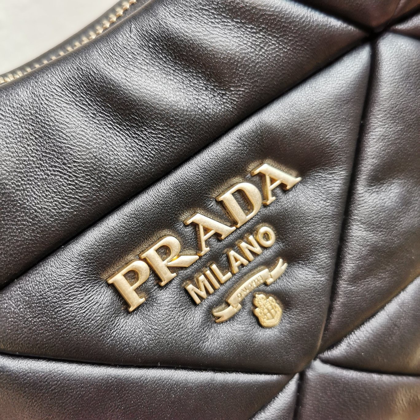 Pra*a system patchwork bag in black nappa leather