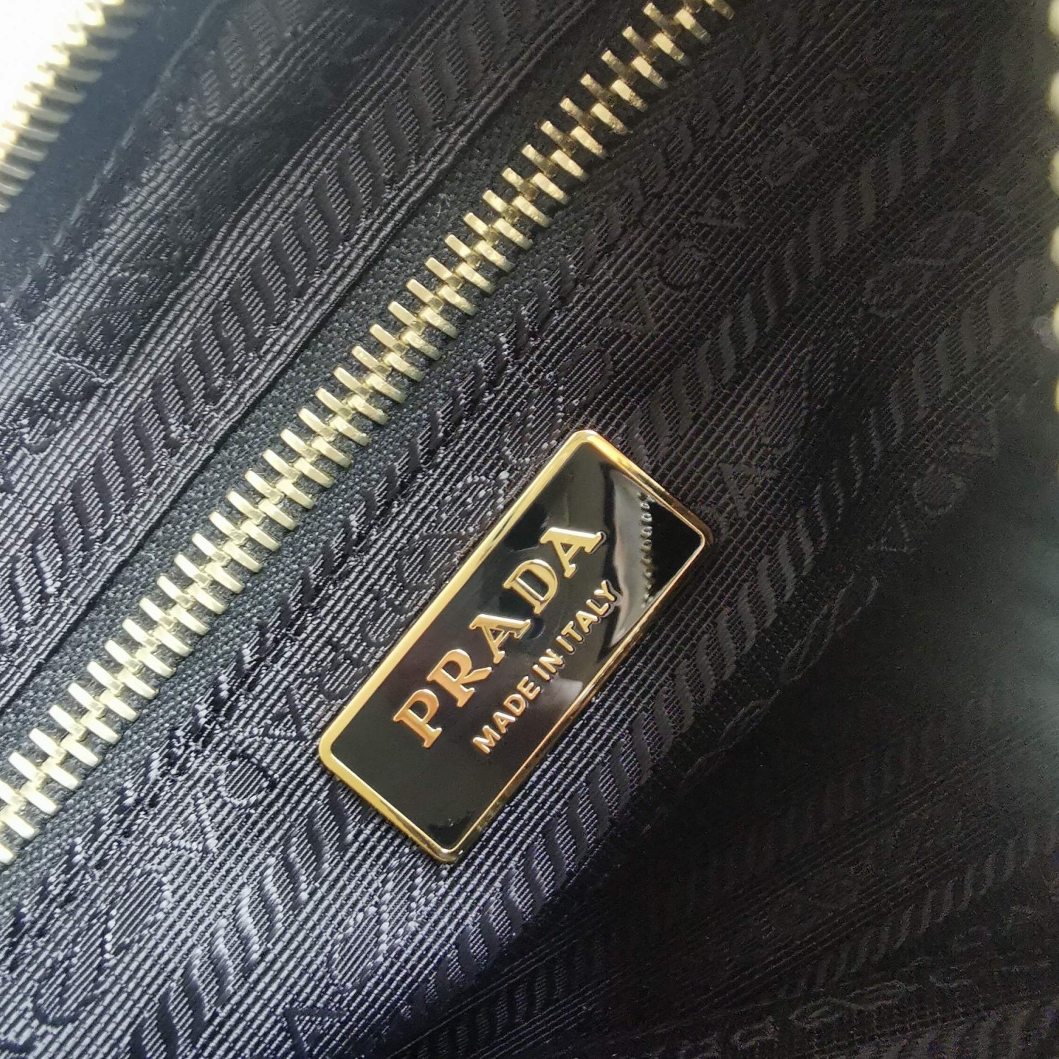 Pra*a system patchwork bag in black nappa leather