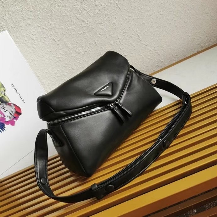 Pra*a signaux bag in black padded nappa leather