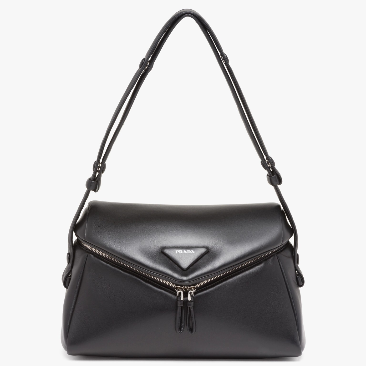 Pra*a signaux bag in black padded nappa leather