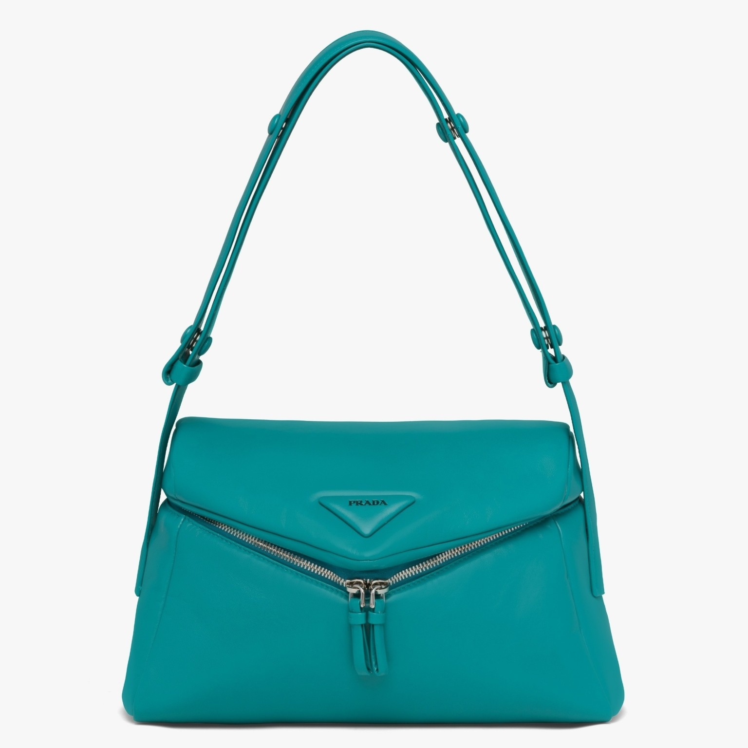 Pra*a signaux bag in peacock blue padded nappa leather