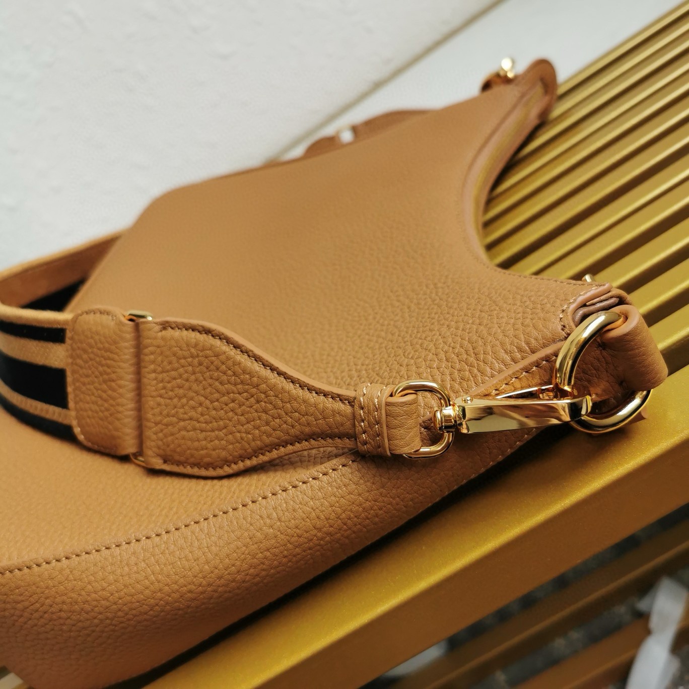 Pra*a shoulder bag in brown grained leather