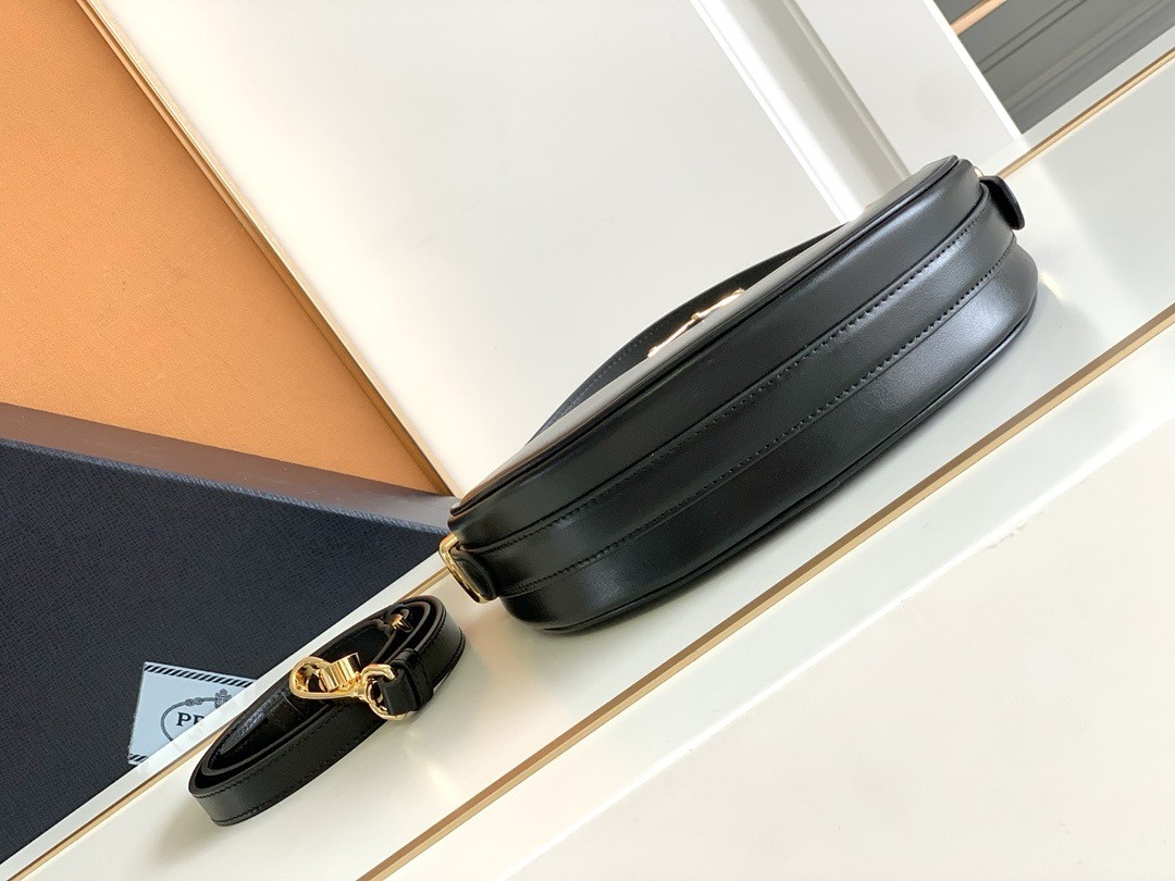 Pra*a arque mini shoulder bag in black leather
