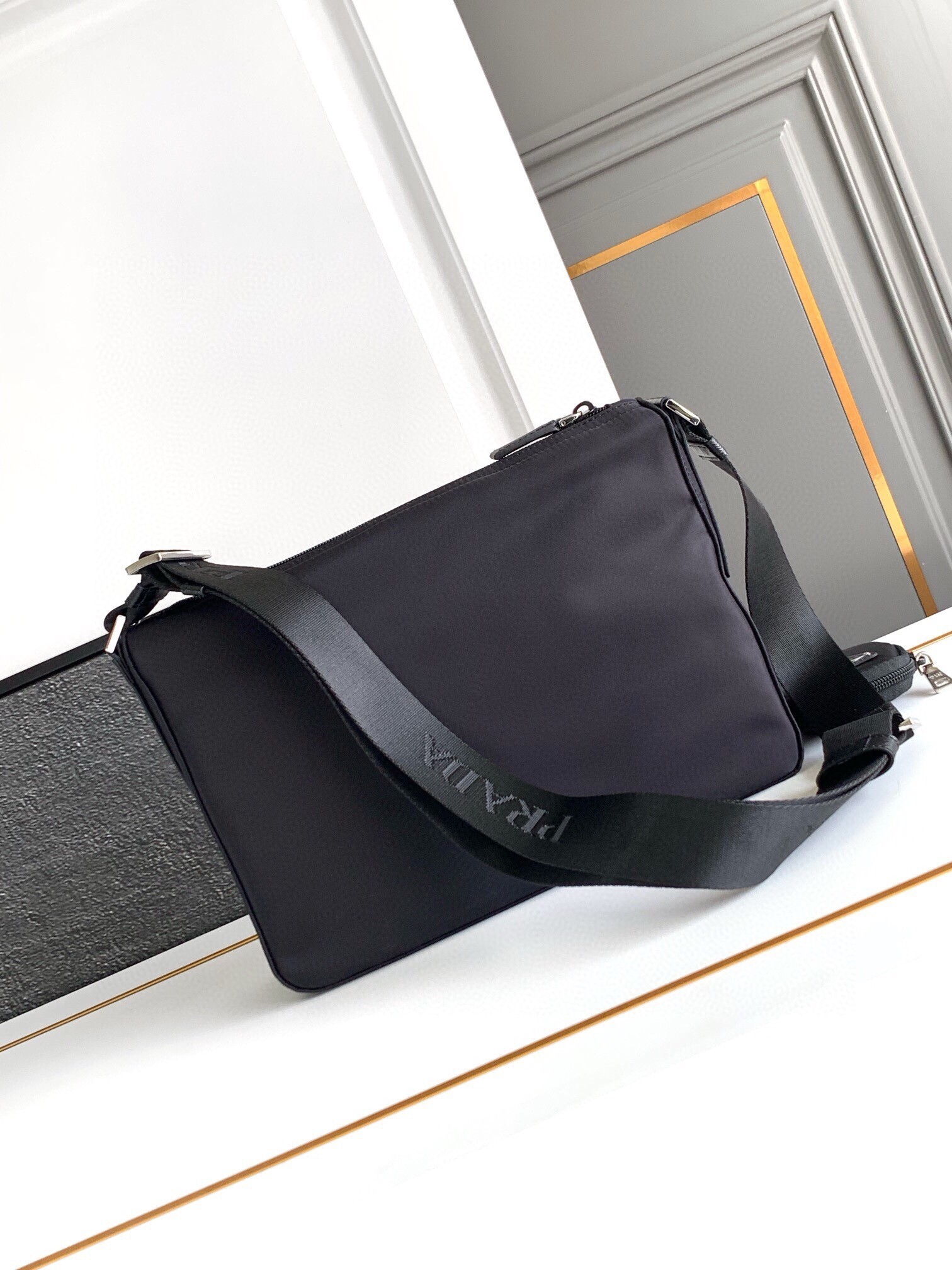 Pra*a crossbody bag in black re-nylon